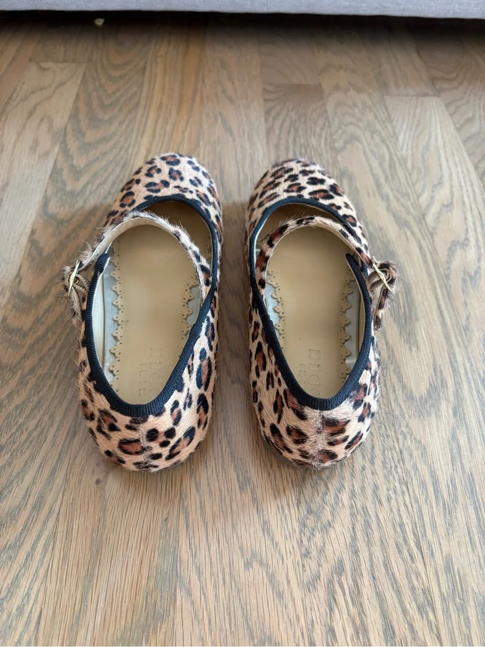 Mini Boden Leopard Print Mary Jane Shoes - Tan & Black EUC